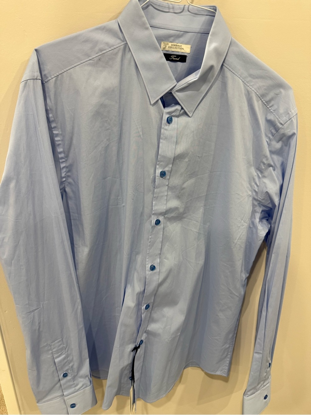 Versace Men's Pale Blue Long-Sleeve Dress Shirt